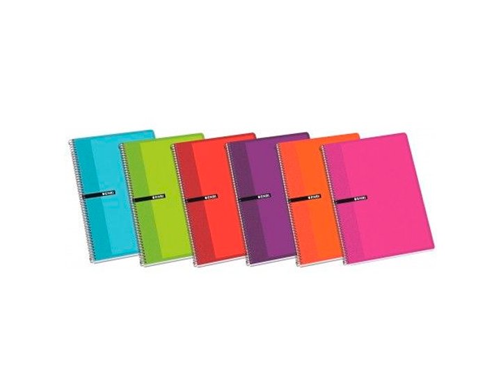BLOC ESPIRAL CUARTO 80 Hojas HORIZONTAL TAPA DURA COLOR ENRI