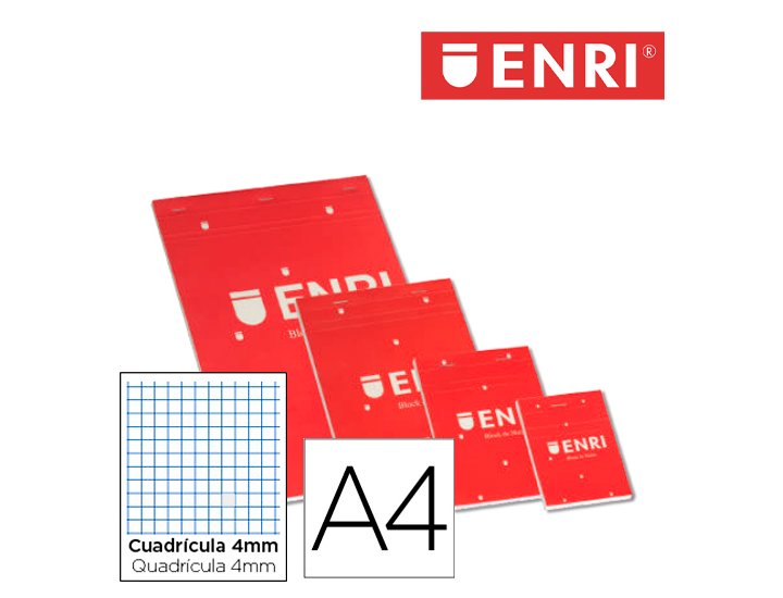 BLOC NOTAS CON TAPA DINA4 CUADRICULA 4X4 MM ENRI