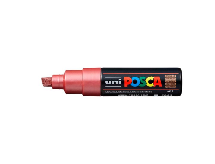 ROTULADOR UNI BALL POSCA GRUESO BISELADA 8MM ROJO METALICO