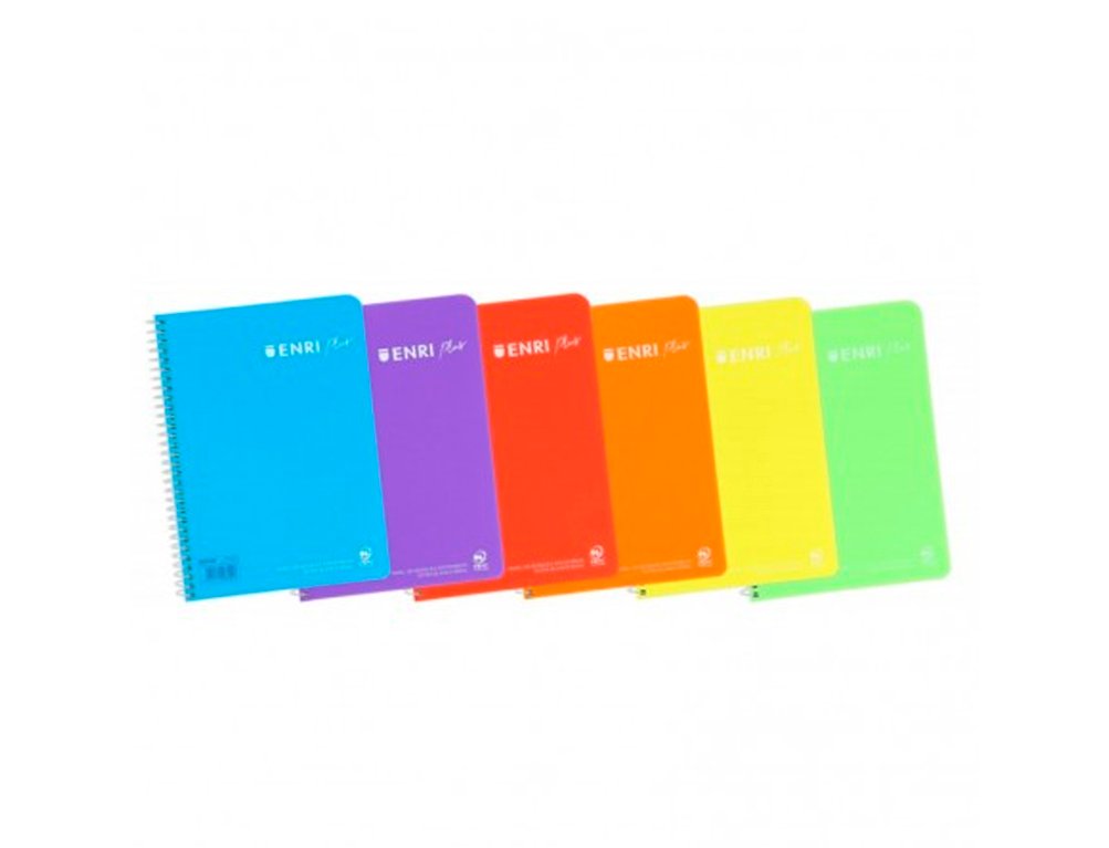 BLOC ESPIRAL CUARTO 80 Hojas RAYAS PAUTAS 3,5MM 90 Gramos Tapa Polipropileno COLORES SURTIDOS ENRI PLUS