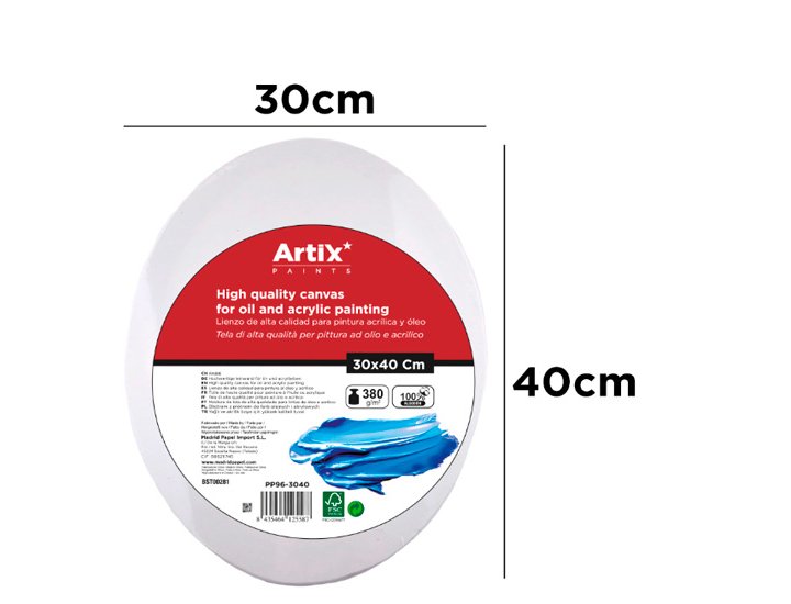 BASTIDOR 20X30 CM OVALADO 380 GRAMOS 100% ALGODON ARTIX