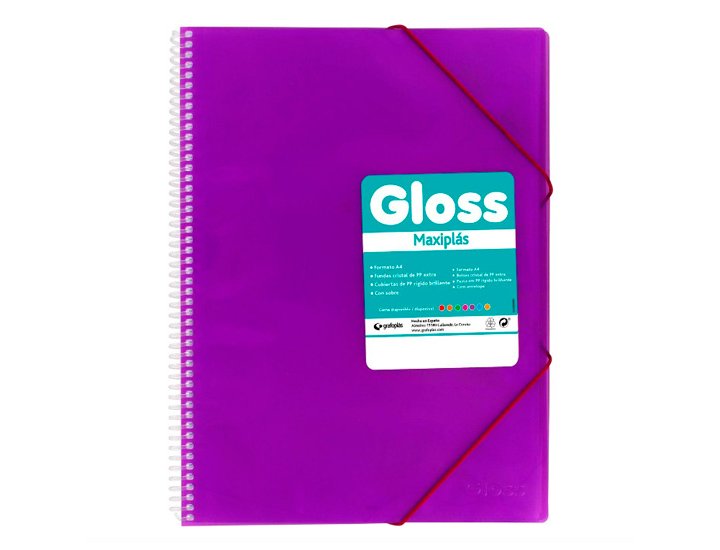 CARPETA FUNDAS ESPIRAL DINA4 20 FUNDAS GRAFOPLAST GLOSS MORADO