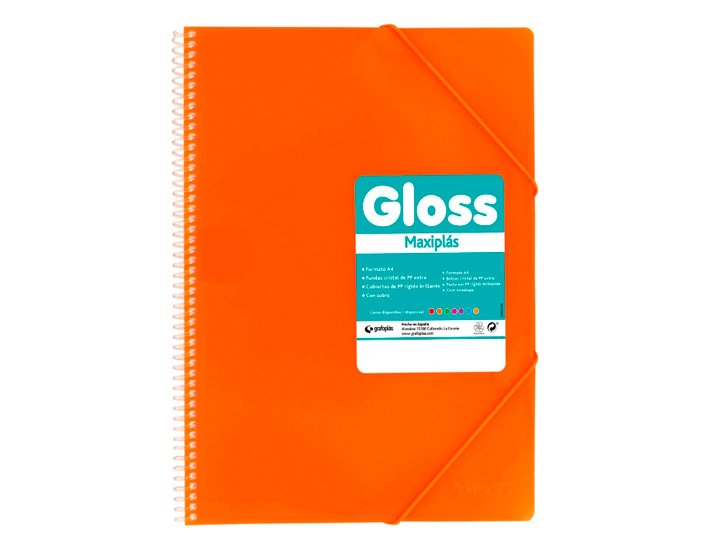 CARPETA FUNDAS ESPIRAL DINA4 20 FUNDAS GRAFOPLAST GLOSS NARANJA