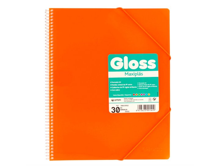 CARPETA FUNDAS ESPIRAL DINA4 30 FUNDAS GRAFOPLAST GLOSS NARANJA