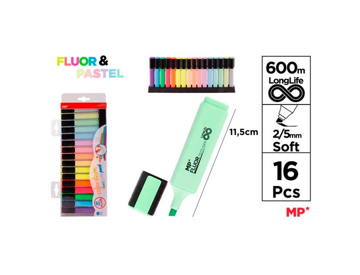 ROTULADOR FLUOR 2,5MM STORM PACK 16 Colores