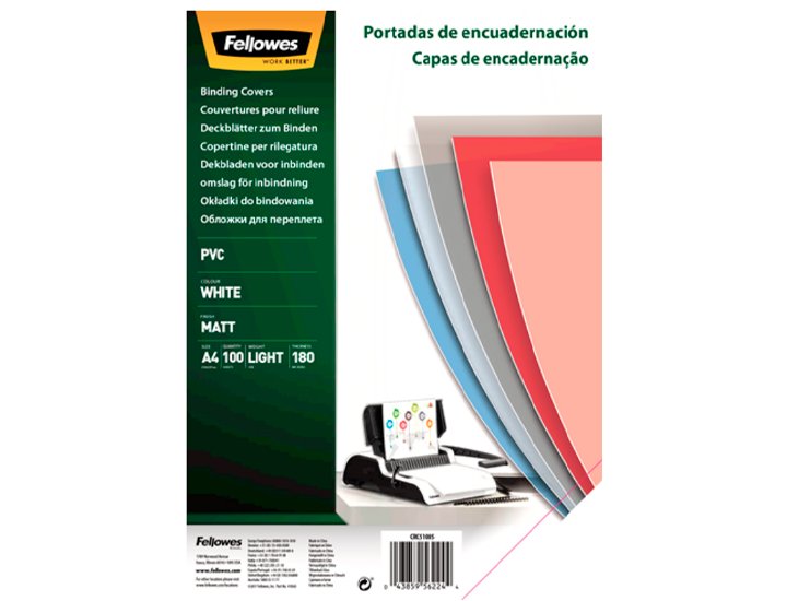 TAPA PVC DINA4 180 MICRAS OPACA BLANCA