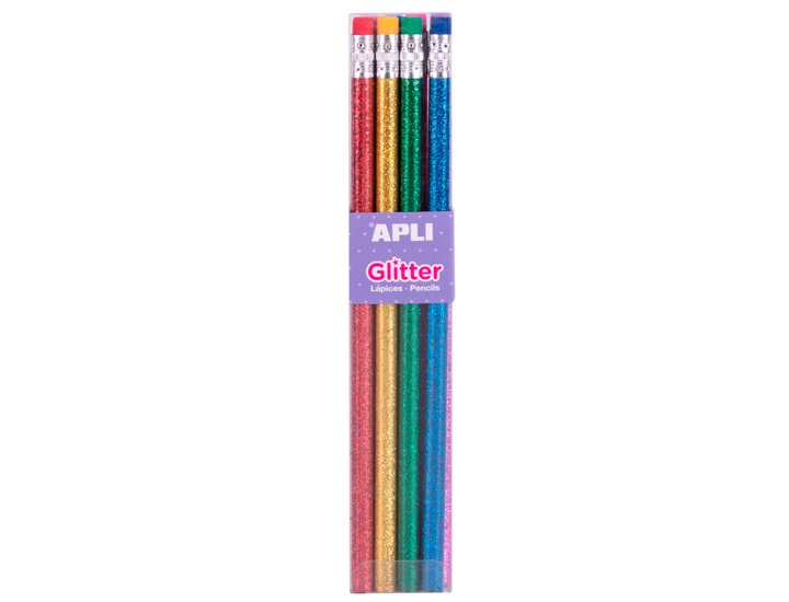 LAPIZ APLI HB CON GOMA GLITTER PACK 8 LAPICES