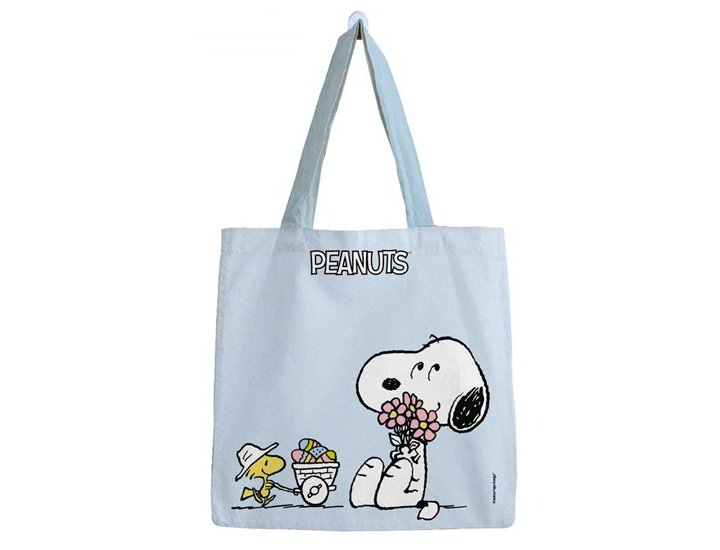 BOLSA TELA CON ASA ALGODON GRANDE SNOOPY CELESTE