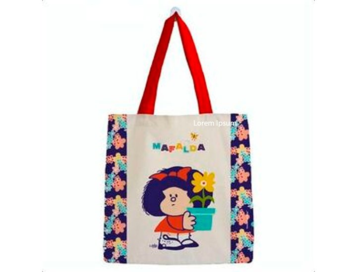 BOLSA TELA CON ASA ALGODON MEDIANA MAFALDA PLANTITA