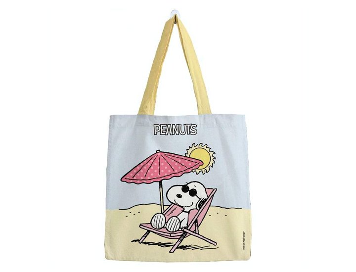 BOLSA TELA CON ASA ALGODON MEDIANA SNOOPY PLAYA