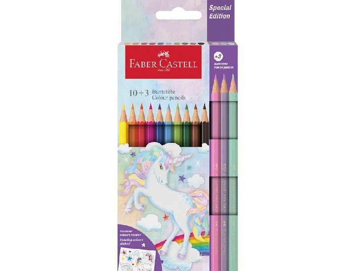 LAPIZ FABER CASTELL CAJA CARTON 10+3 COLORES UNICORNIO