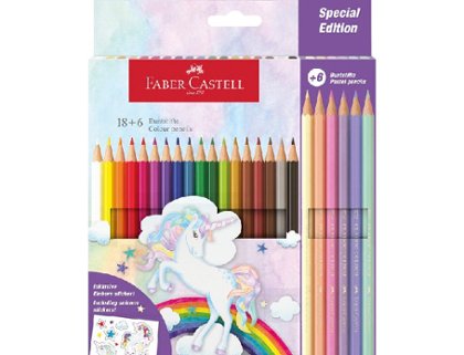 LAPIZ FABER CASTELL CAJA CARTON 18+6 COLORES UNICORNIO
