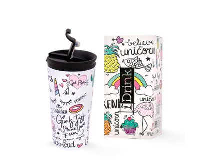 TAZA TERMICA ACERO INOXIDABLE 350ML UNICORNIO JUGGLING