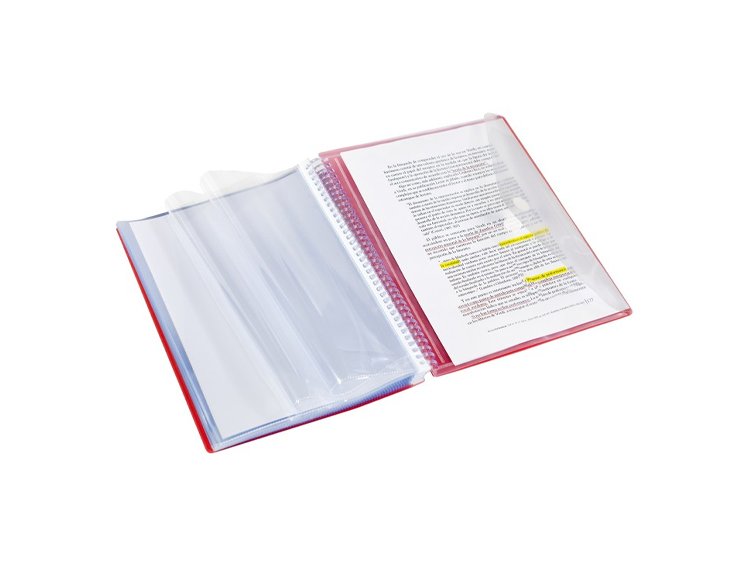 CARPETA FUNDAS ESPIRAL DINA4 30 FUNDAS EXTRAIBLES 4 SEPARADORES POLIPROPILENO ROJO