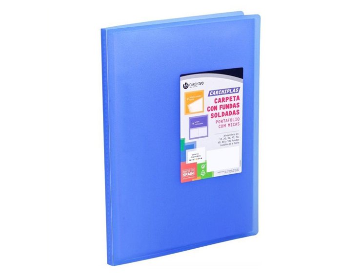 CARPETA FUNDAS DINA4 20 FUNDAS ENCUADERNADO CARCHIDEA AZUL