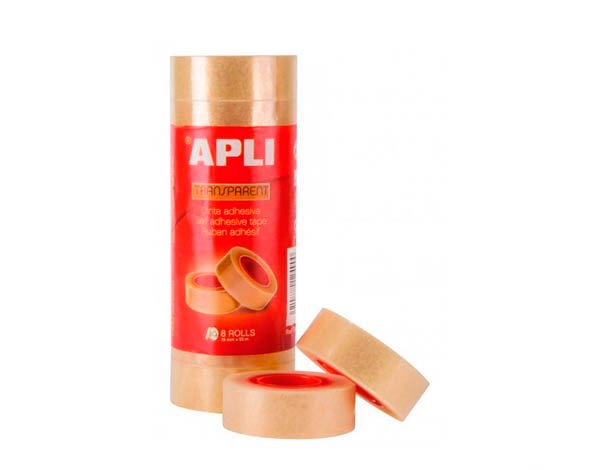 CINTA ADHESIVA 19mmX33m TRANSPARENTE PACK 8 Unidades APLI