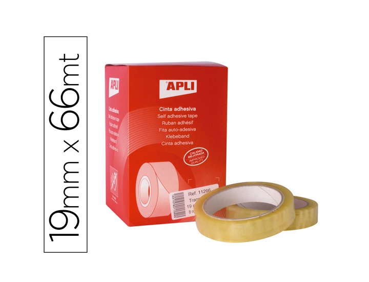 CINTA ADHESIVA 19 mm X 66 Metros TRANSPARENTE APLI