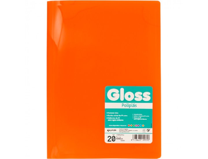 CARPETA FUNDAS DINA4 10 FUNDAS ENCUADERNADO GRAFOPLAST GLOSS NARANJA