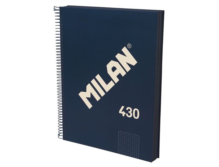 BLOC ESPIRAL DINA4 120 HOJAS 95 GRAMOS TAPA DURA MILAN 430 AZUL MARINO CUADRICULA 5X5 MM