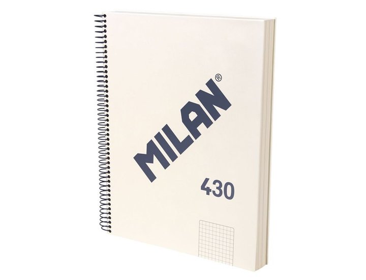 BLOC ESPIRAL DINA4 120 HOJAS 95 GRAMOS TAPA DURA MILAN 430 BLANCA CUADRICULA 5X5 MM