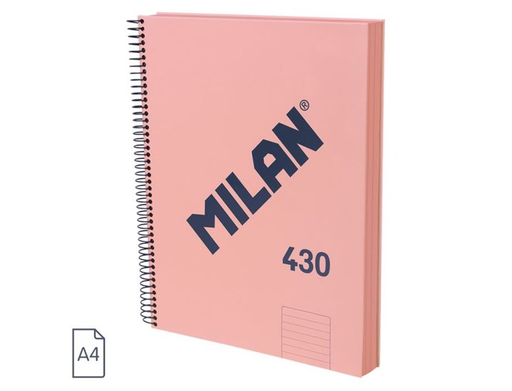 BLOC ESPIRAL DINA4 120 HOJAS 95 GRAMOS TAPA DURA MILAN 430 ROSA LINEA HORIZONTAL