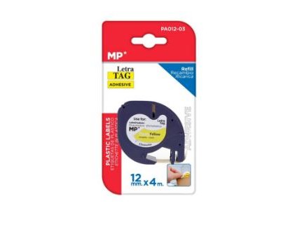 CINTA DYMO LETRATAG PLASTICO 12MMX04M COMPATIBLE AMARILLO