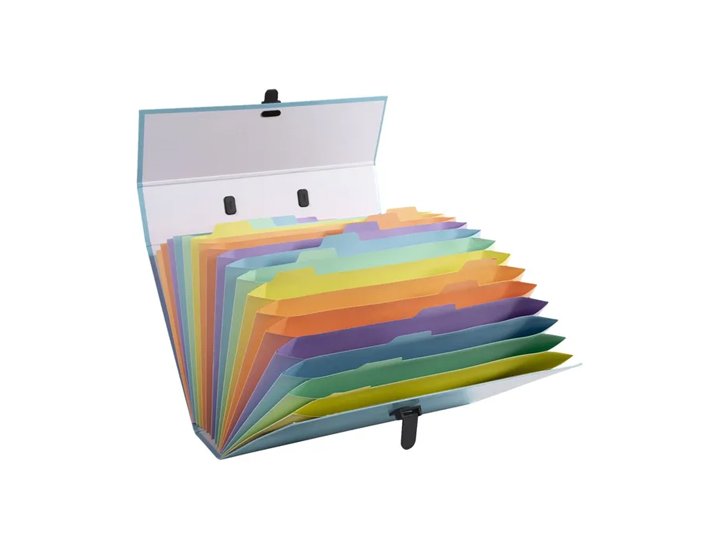 CARPETA CLASIFICADORA DINA4 CARTON 18 DEPARTAMENTOS COLORES PASTEL