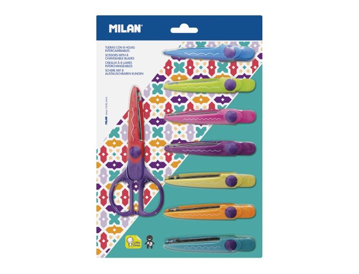 TIJERAS ESCOLAR MILAN ZIG-ZAG + 8 Recambios Distintos Cortes