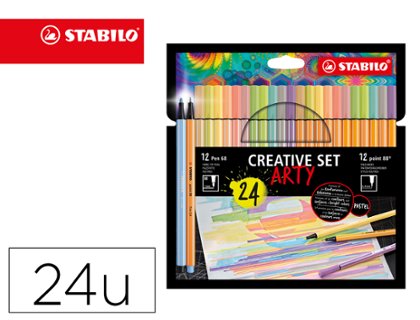 ROTULADOR STABILO CREATIVE SET (PEN+POINT) ESTUCHE ARTY 24 COLORES