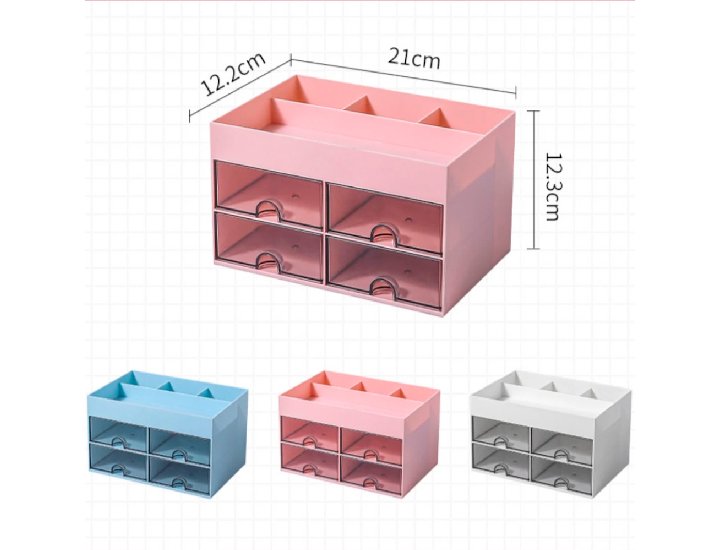 ORGANIZADOR SOBREMESA HORIZONTAL 4 CAJONES 3 COLORES