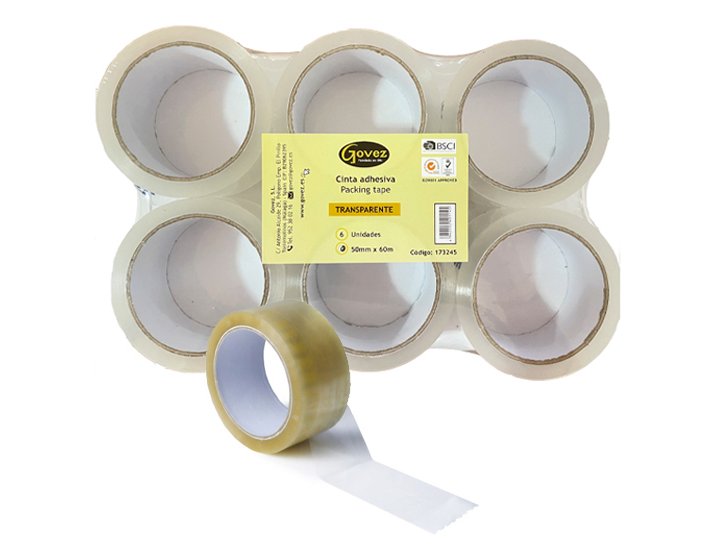CINTA ADHESIVA 50mmX060Metros Polipropileno TRANSPARENTE GOVEZ