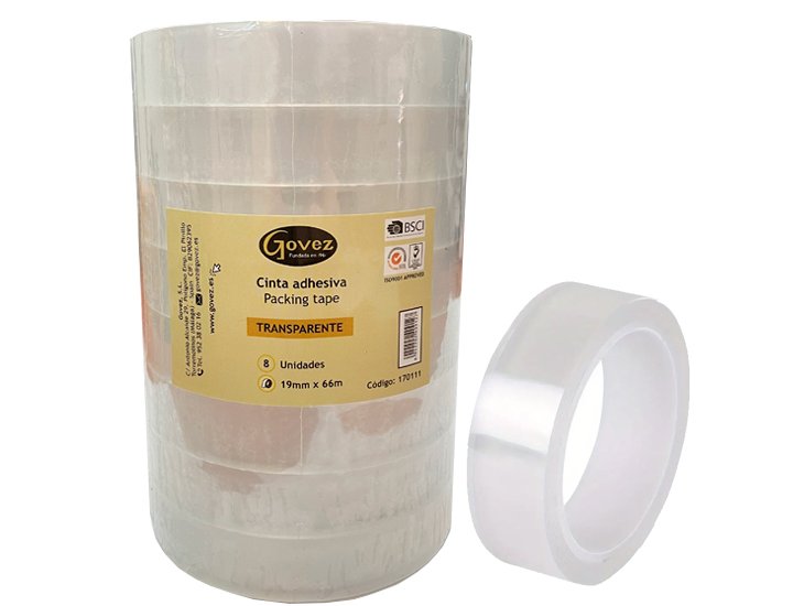 CINTA ADHESIVA 19 mm X 66 Metros TRANSPARENTE GOVEZ