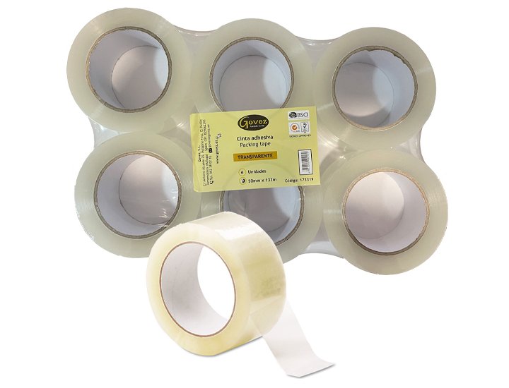 CINTA ADHESIVA 50mmX132Metros Polipropileno TRANSPARENTE GOVEZ