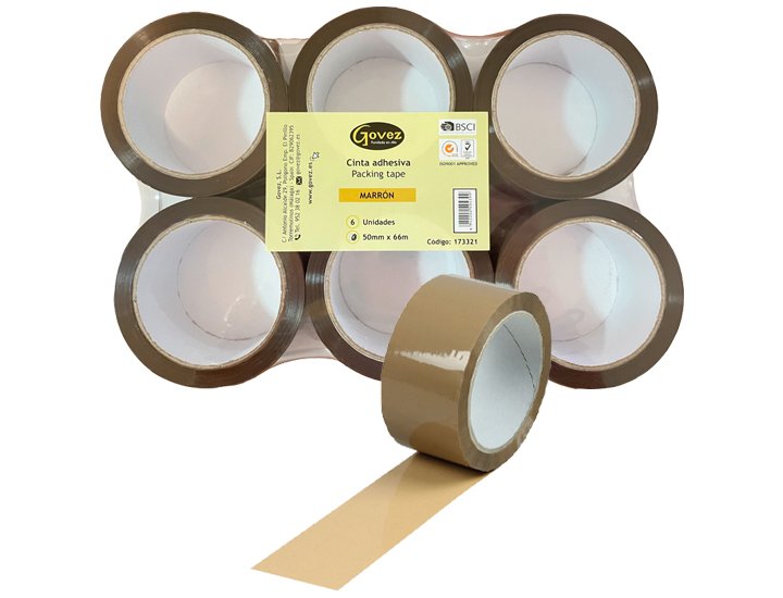 CINTA ADHESIVA 50mmX060Metros Polipropileno MARRON GOVEZ