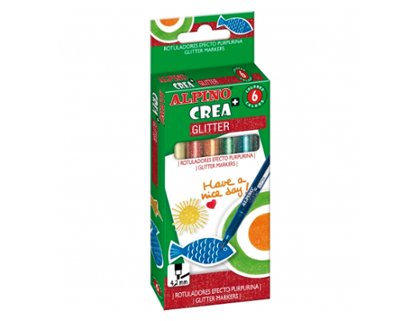ROTULADOR ALPINO CREA + GLITTER CAJA DE 6 COLORES