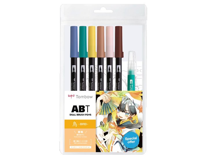ROTULADOR TOMBOW DUAL BRUSH ABT DOBLE PUNTA+PINCEL MANGA BIRD EDICION LIMITADA