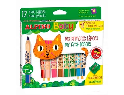 LAPIZ ALPINO BABY MINA 7MM JUMBO CAJA 12 COLORES
