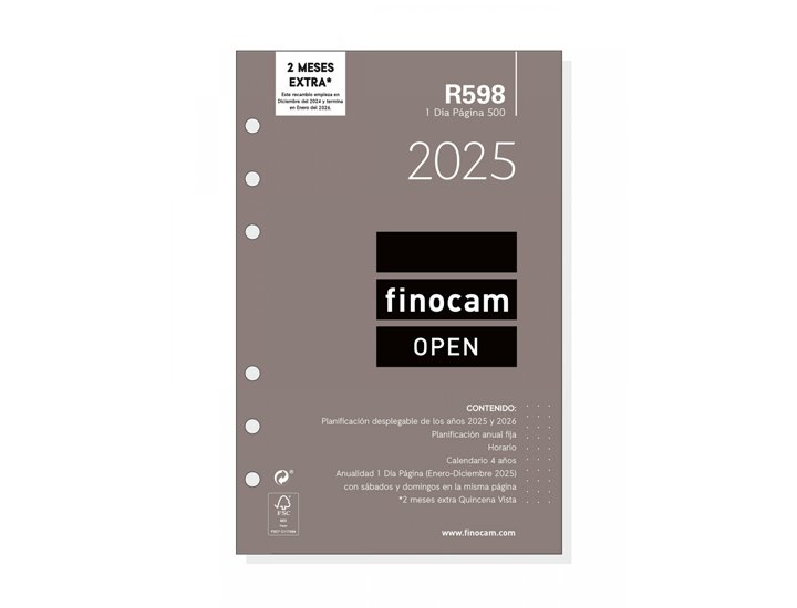 RECAMBIO AGENDA FINOCAM OPEN 500 AO 1DIA/PAGINA