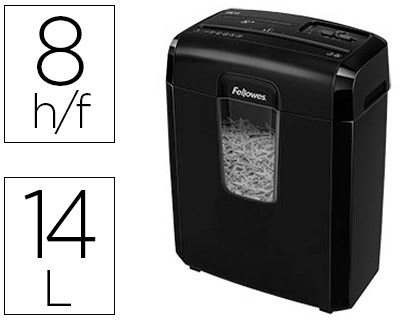 DESTRUCTORA DE DOCUMENTOS FELLOWES 8CD PARTICULAS 8 HOJAS 14 LITROS