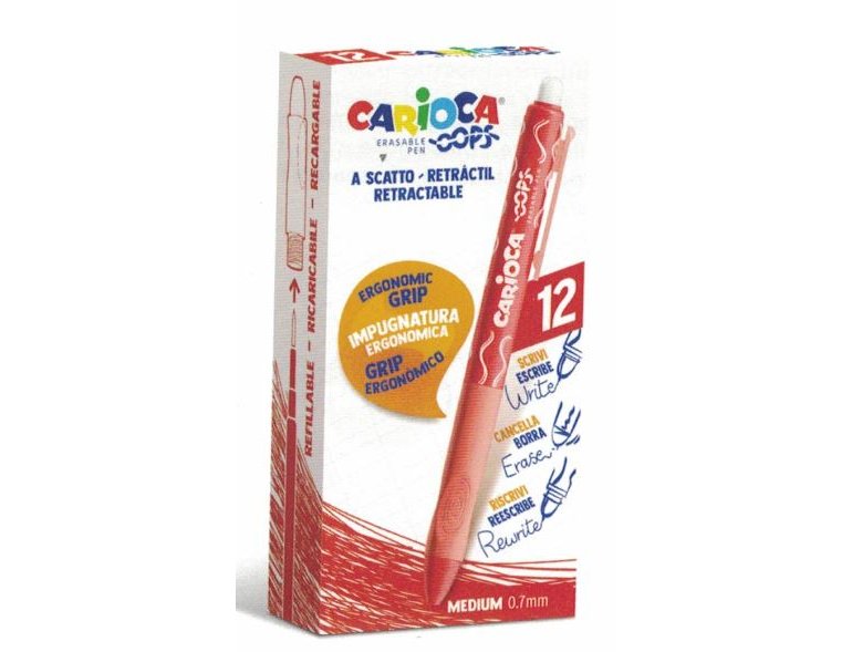 BOLIGRAFO BORRABLE 0.7 MM CARIOCA OOPS ROJO