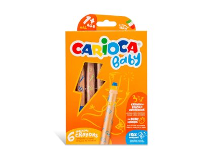 LAPIZ CARIOCA BABY 3 EN 1 LAPIZ/CERA/ACUARELA PACK 6 COLORES
