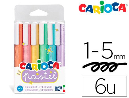 ROTULADOR CARIOCA FLUORESCENTE PASTEL BLISTER DE 6 COLORES SURTIDOS