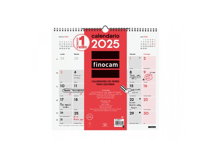 CALENDARIO DE PARED ESPIRAL 340X320 MM FINOCAM PARA ESCRIBIR