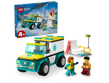 JUGUETE LEGO AMBULANCIA DE EMERGENCIAS Y CHICO CON SNOWBORD