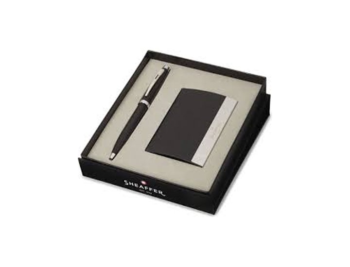 BOLIGRAFO CROSS SHEAFFER 100 NEGRO/CROMADO + PORTA TARJETAS