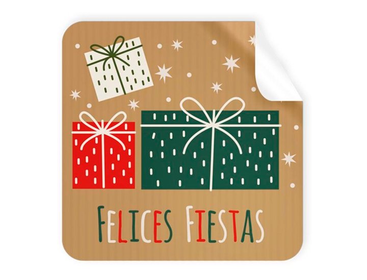 ETIQUETAS NAVIDAD KRAFT FELICES FIESTAS PACK 250