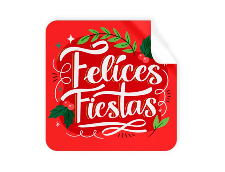 ETIQUETAS NAVIDAD ROJA FELICES FIESTAS PACK 250