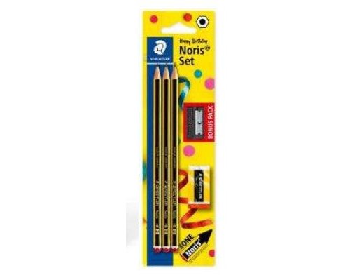 LAPIZ STAEDTLER NORIS N 2 HB 3 LAPICES+GOMA+AFILALAPIZ