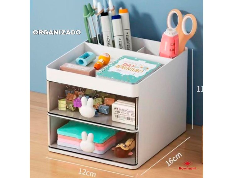 ORGANIZADOR SOBREMESA HORIZONTAL 2 CAJONES 3 COLORES