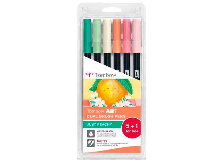 ROTULADOR TOMBOW DUAL BRUSH ABT PUNTA PINCEL PACK 5+1 JUST PEACHY